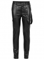 Black Gothic Punk Daily PU Leather Fitted Long Pants for Men