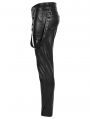Black Gothic Punk Daily PU Leather Fitted Long Pants for Men