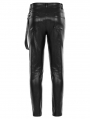 Black Gothic Punk Daily PU Leather Fitted Long Pants for Men