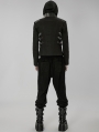 Black Gothic Punk Post Apocalyptic Corduroy Long Pants for Men