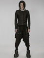 Black Dark Gothic Punk Knitted Holes Loose Crotch Pants for Men