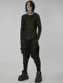 Black Dark Gothic Punk Knitted Holes Loose Crotch Pants for Men