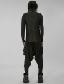 Black Dark Gothic Punk Knitted Holes Loose Crotch Pants for Men