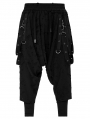 Black Dark Gothic Punk Knitted Holes Loose Crotch Pants for Men