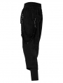 Black Dark Gothic Punk Knitted Holes Loose Crotch Pants for Men