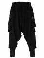 Black Dark Gothic Punk Knitted Holes Loose Crotch Pants for Men