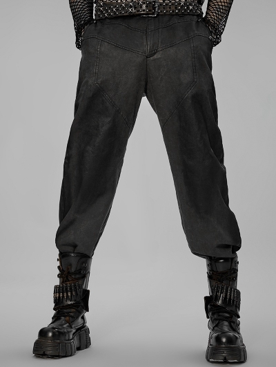 Gray Gothic Post Apocalyptic Style Daily Wear Long Straight Pants for Men