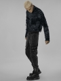 Black Gothic Punk Post Apocalyptic Slim Fit Denim Pants for Men