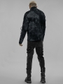 Black Gothic Punk Post Apocalyptic Slim Fit Denim Pants for Men