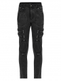 Black Gothic Punk Post Apocalyptic Slim Fit Denim Pants for Men