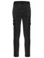 Black Gothic Punk Post Apocalyptic Slim Fit Denim Pants for Men