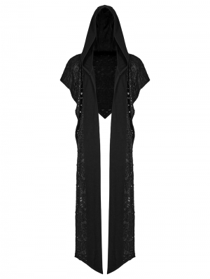 Black Gothic Post Doomsday Hooded Scarf for Men