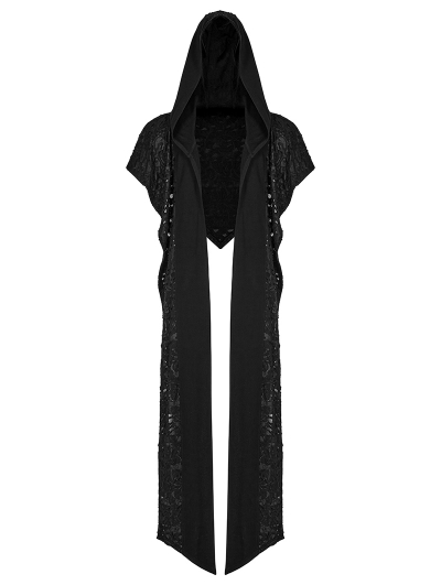 Black Gothic Post Doomsday Hooded Scarf for Men