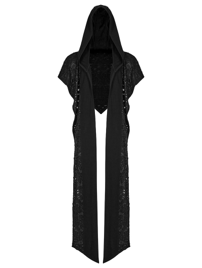 Black Gothic Post Doomsday Hooded Scarf for Men - Devilnight.co.uk