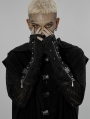 Black Gothic Punk Holes Denim Gloves for Men