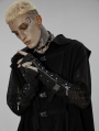 Black Gothic Punk Holes Denim Gloves for Men