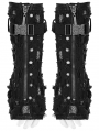 Black Gothic Punk Holes Denim Gloves for Men