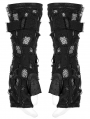 Black Gothic Punk Holes Denim Gloves for Men