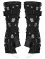 Black Gothic Punk Holes Denim Gloves for Men