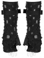 Black Gothic Punk Holes Denim Gloves for Men