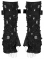 Black Gothic Punk Holes Denim Gloves for Men