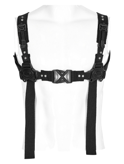 Black Gothic Punk Post Apocalyptic Style Shoulder Strap for Men