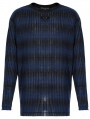 Black and Blue Gothic Punk Daily Wear Loose Stripe Sweater for Men