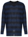 Black and Blue Gothic Punk Daily Wear Loose Stripe Sweater for Men