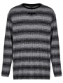 Black and Gray Gothic Punk Daily Wear Loose Stripe Sweater for Men