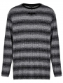 Black and Gray Gothic Punk Daily Wear Loose Stripe Sweater for Men