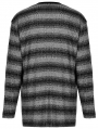 Black and Gray Gothic Punk Daily Wear Loose Stripe Sweater for Men