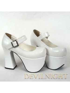 White/Black/Red Classic Simple Lolita High Heel Shoes