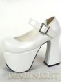 White/Black/Red Classic Simple Lolita High Heel Shoes