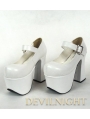 White/Black/Red Classic Simple Lolita High Heel Shoes