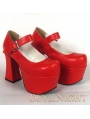 White/Black/Red Classic Simple Lolita High Heel Shoes