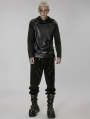 Dark Gothic Punk Daily Wear Long Sleeve Hooded T-Shirt for Men