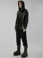 Dark Gothic Punk Daily Wear Long Sleeve Hooded T-Shirt for Men