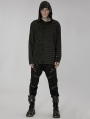 Black Gothic Daily Asymmetric Spliced Long Sleeve Hooded T-Shirt for Men