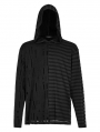 Black Gothic Daily Asymmetric Spliced Long Sleeve Hooded T-Shirt for Men