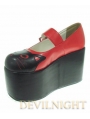Red/Black Cat Pattern Sweet Lolita Platform Shoes