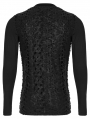 Black Gothic Knitted Printed Slim Fit Long Sleeve T-Shirt for Men