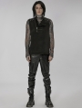 Black Gothic Punk Asymmetric Zipper Handsome Vest for Men