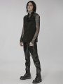 Black Gothic Punk Asymmetric Zipper Handsome Vest for Men