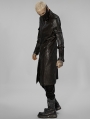 Men's Black Gothic Punk Long Coat with Detachable Hollow Out Sleeves