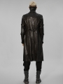 Men's Black Gothic Punk Long Coat with Detachable Hollow Out Sleeves