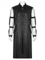 Men's Black Gothic Punk Long Coat with Detachable Hollow Out Sleeves