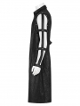 Men's Black Gothic Punk Long Coat with Detachable Hollow Out Sleeves