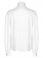 White Vintage Gothic Dragon Scale Jacquard Long Sleeve Shirt for Men