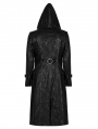 Black Gothic Punk Printing Stand Collar Long Hooded Coat for Men