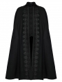 Black Vintage Gothic Gorgeous Faux Wool Lapel Long Slit Cloak for Men